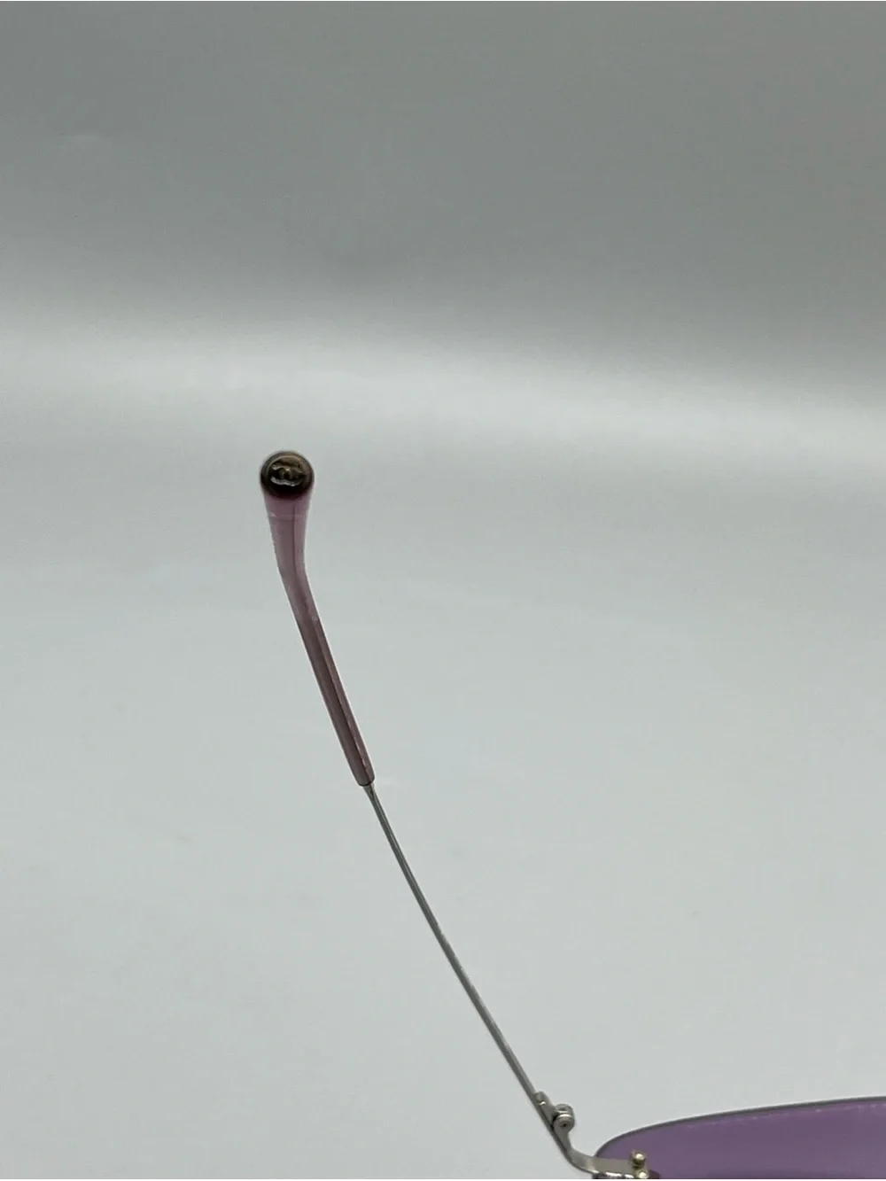 CHANEL Purple Rimless Sunglasses with Silver Bridge